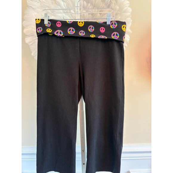 Y2K  VICTORIA'S SECRET PINK FOLD OVER CROPPED YOGA PANTS SIZE L - Picture 1 of 6
